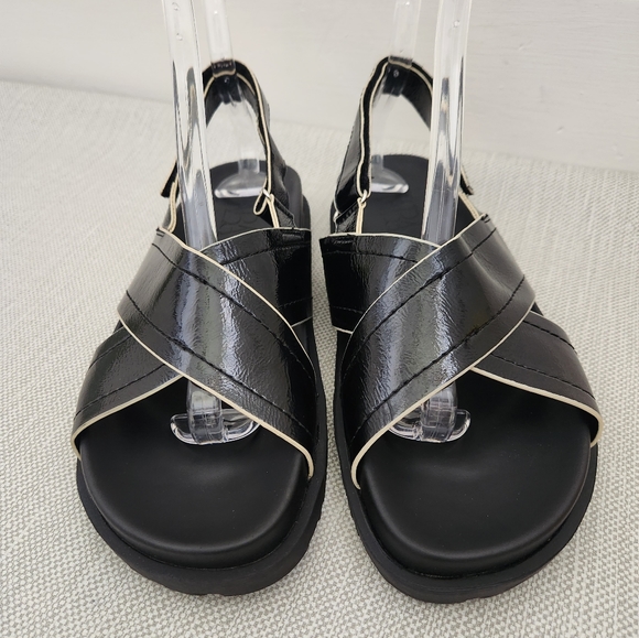 Zara black patent cross strap slingback open toe sandals - Picture 4 of 12